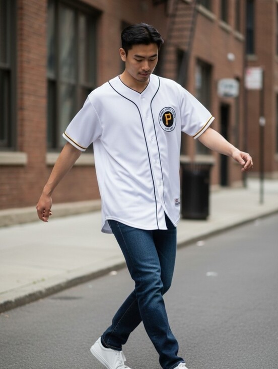MLB Other - Pittsburgh Pirates Baseball Jersey True Fan White Black Gold Small 34-36 MLB
